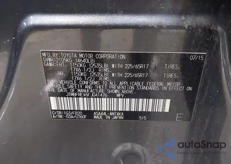 2015 Toyota Rav4 Le from USA, damaged, VIN JTMBFREV6FJ041476
